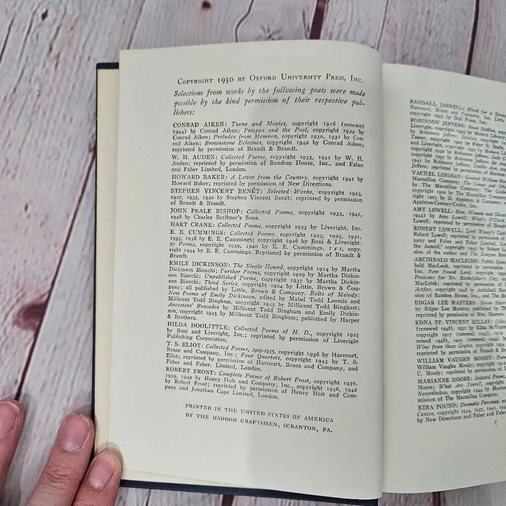 THE OXFORD BOOK OF AMERICAN VERSE by F.O. Matthiessen Oxford Press 1950